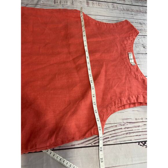 Cut Loose Linen Tank Womens L Flamingo Pink Sleeveless Crew Neck Summer - Picture 6 of 9